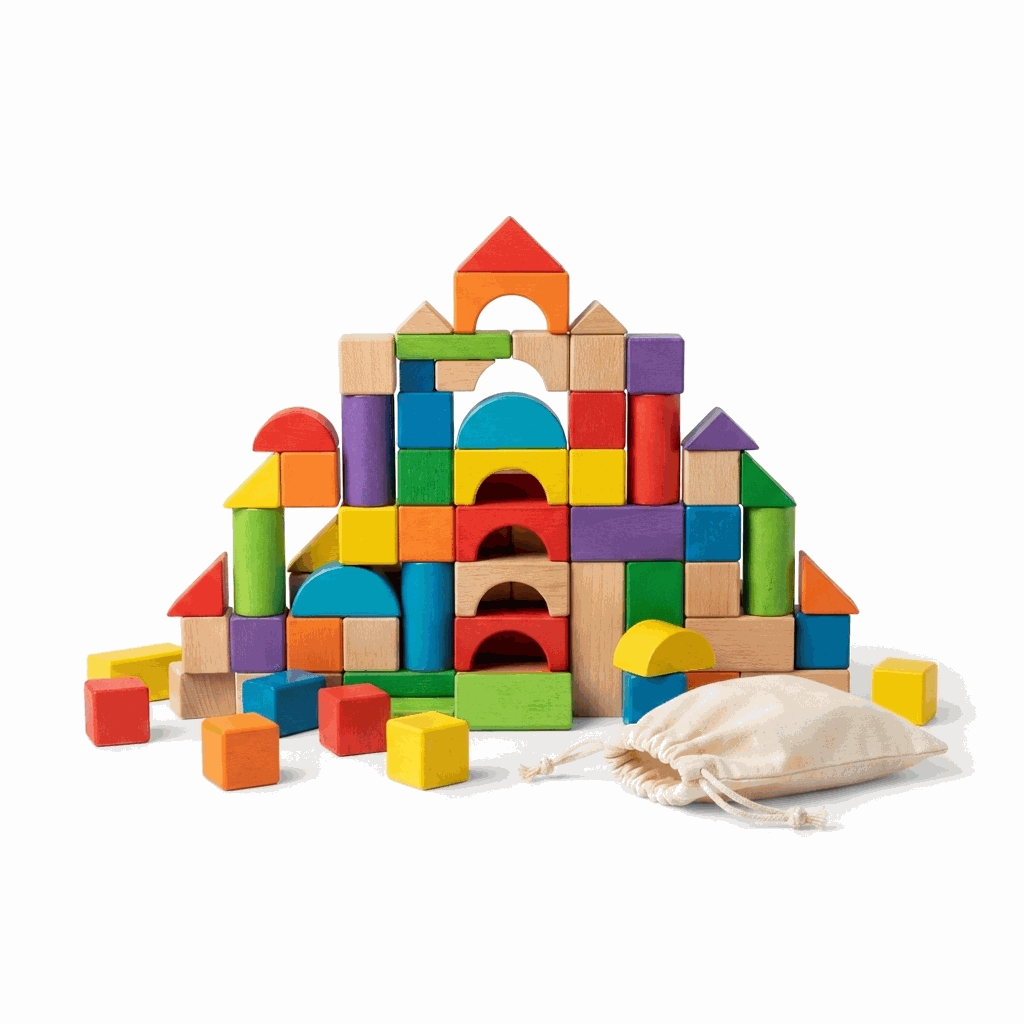 BrickBuild 100-Piece Wooden Building Blocks